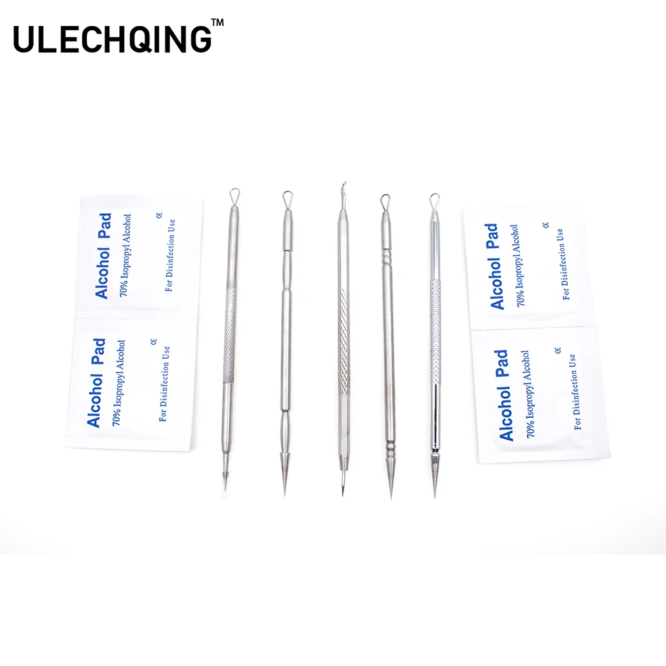 ULECHQING 5 шт. серебристый активные acne эстетик качества порока экстракторы