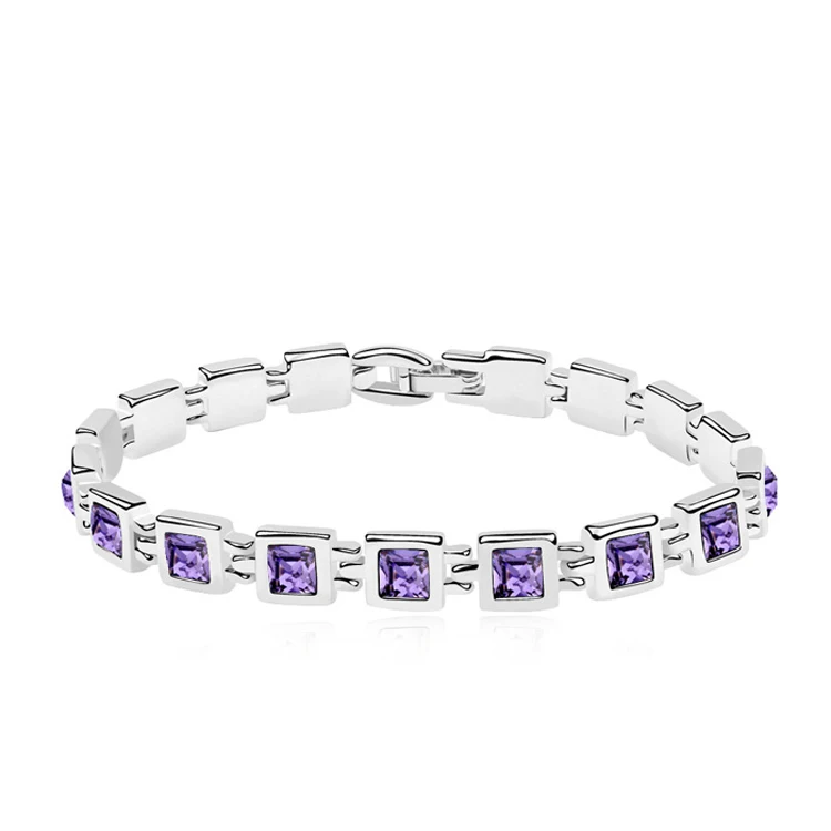 Квадратный кристалл ID Браслет геометрические браслеты для женщин День матери подарок Кристаллы из Австрия#96532 - Окраска металла: 96536