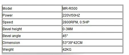 Шлифовального круга фаски MR-R500 тип таблицы Электрический фаски машина шлифовальный резак угол изменения 45 градусов