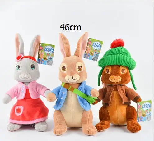 3pcs 46CM Movie Tale of Peter Rabbit Plush Animals Dolls Stuffed Hobbies Toys for Children Gifts Peter Rabbits