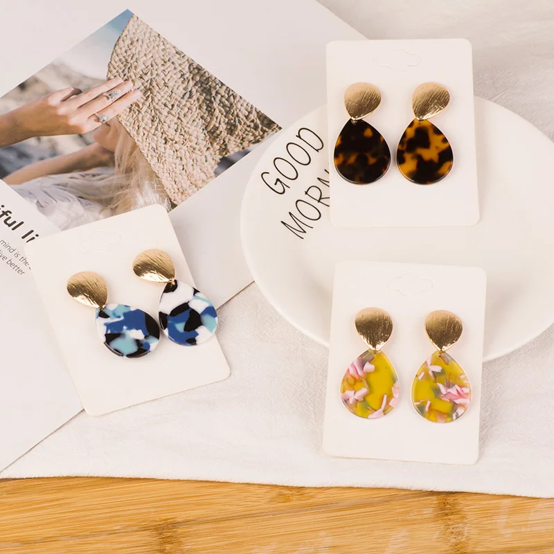 GuanLong Classic Dangle Acetate Resin Earrings for Women Big Geometric Acetic Acid Dangling Acrylic Earring Metal Party Jewelry (6)