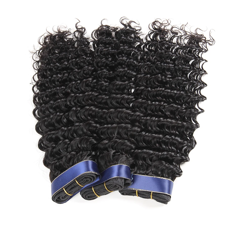 SATAI бразильские глубокая волна 3 пучка, человеческие волосы, пучки 8-28 дюймов, натуральный цвет, не Реми, волосы для наращивания без узлов и запутанных прядей