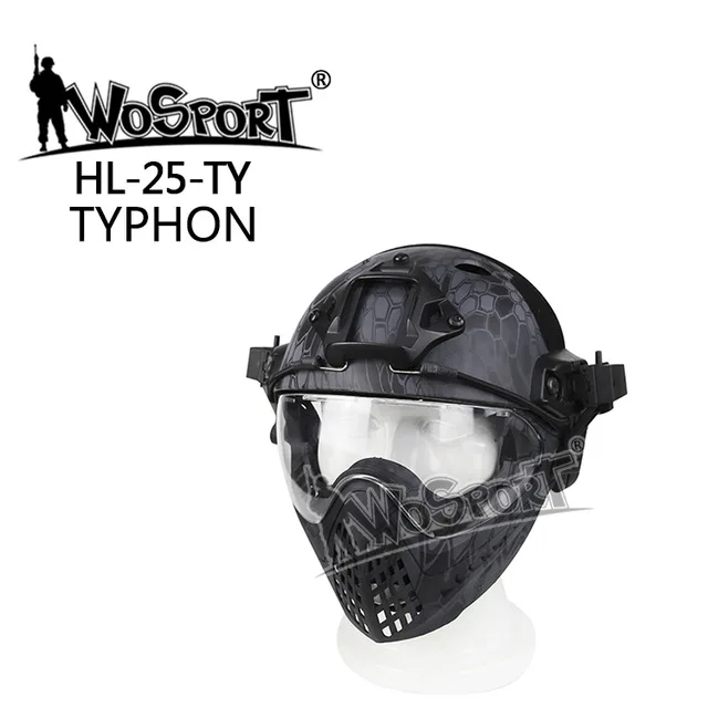 Новинка, уличный армейский Тактический шлем, легкий военный страйкбольный шлем с маской, противотуманные линзы для пейнтбола, армейский военный шлем - Цвет: typhon