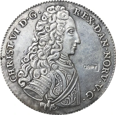 

1733 Denmark 6 Mark COIN COPY 40.5MM