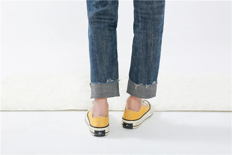 Новые джинсовые Хлопковые джинсы Для женщин Мода манжеты отверстия лодыжки-Длина Брюки для девочек весна 2018 Повседневное Высокая Талия