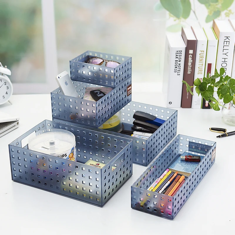 Plastic multifunctional cosmetic storage box desktop stationery storage