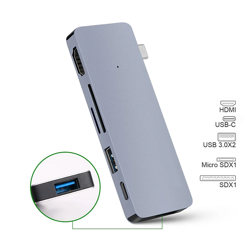 

5 in 1 Type C HUB Adapter to USB 3.0 SD Micro-SD TF Card Slot Reader For Dell XPS13 For ASUS