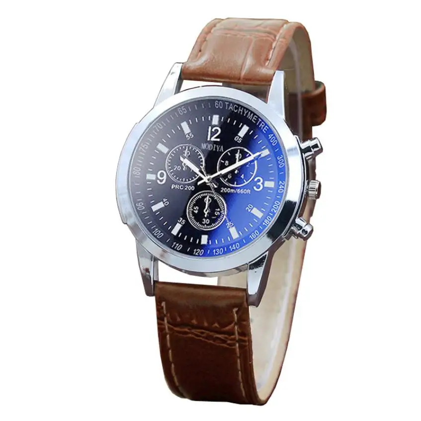 Спортивные модные наручные часы мужские повседневные Рождественский подарок кварцевые часы с кожаным ремешком классические брендовые Роскошные Аналоговые наручные часы& Ff - Цвет: Brown Black