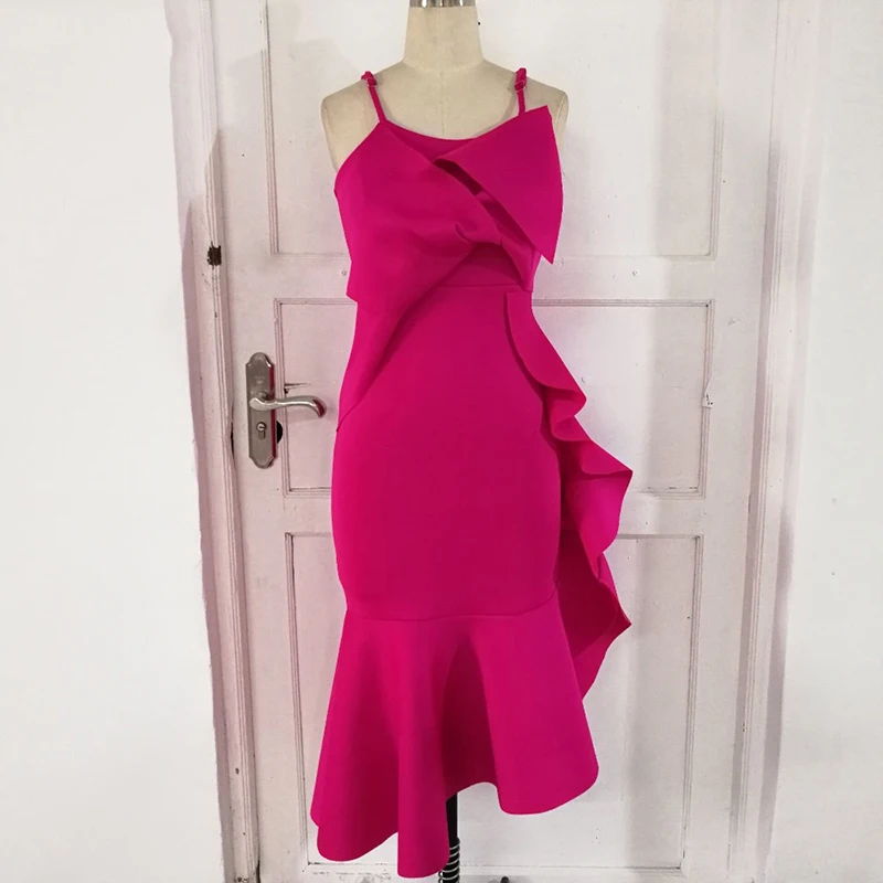 Новейшие Модные Подиумные дизайнерские вечерние платье Для женщин Спагетти ремень Ассиметричное платье
