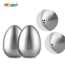 1Pcs Salt Spice Pepper Shaker Stainless Egg Shaped Condiment Bottle Kitchen Gadgets Metal Salt Pepper Holder Seasoning Bottle