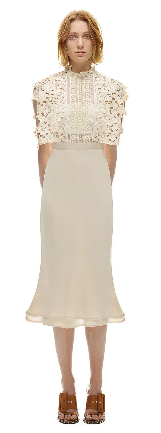 

High-end custom self-portrait runway sexy summer 2019 unbacked water soluble package buttocks cultivate one's morality dress