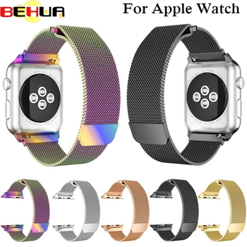 

For Apple Watch Fully Magnetic Closure Clasp Mesh Loop Milanese Stainless Steel Bracelet 38mm 42mm Strap for iWatch Series 3 2 1