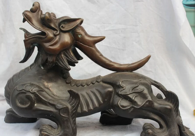 

song voge gem S1857 22"Chinese Pure Bronze Garden Fengshui Pixiu Dragon Beast Unicorn Statue