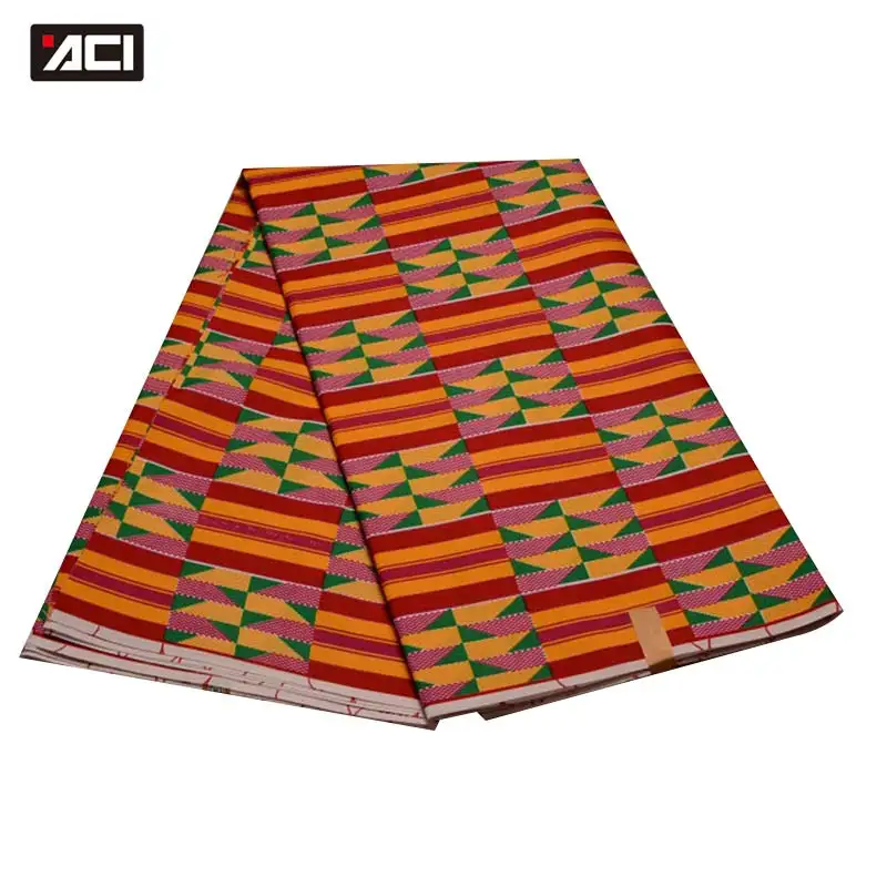 

ACI Ghana Kente Fabric 6 Yards Ankara African Real Wax Prints Fabric Tissu Patchwork Wax Hollandais Veritable Ghana Kente Cloth