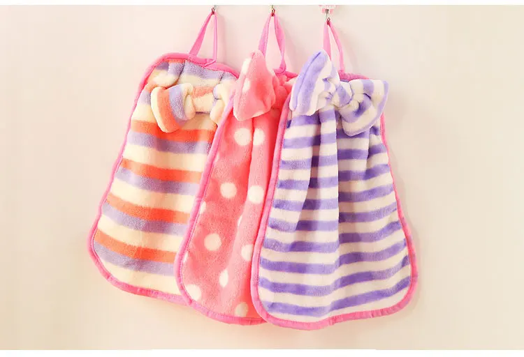 New Cute Bowknot Baby Hand Towels Striped Soft bathroom Towel Quick-drying hand towels for kids Candy Color 1PCS