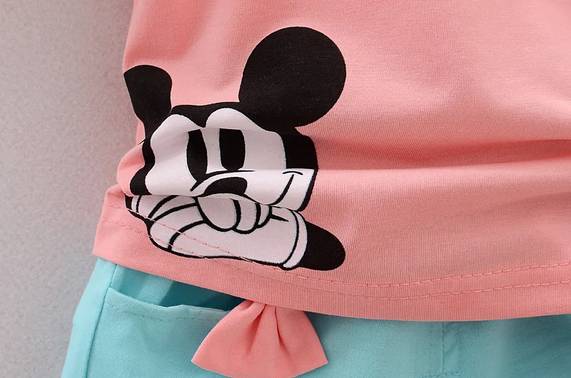 baby nightgown Summer Baby Boy Clothing Set Cartoon Mickey Minnie Girl Vest Top T Shirt Short 2 Pcs Set Kid Clothes Fashion Princess Sport Suit angel baby sleepwear
