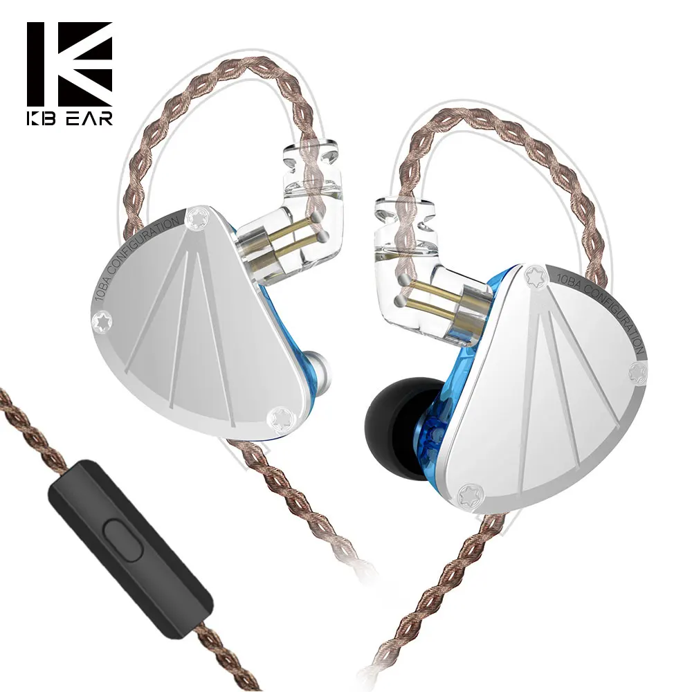 Проводные наушники с шумоподавлением HIFI Kbear Kb10 гарнитура в ухо со съемным 2PIN