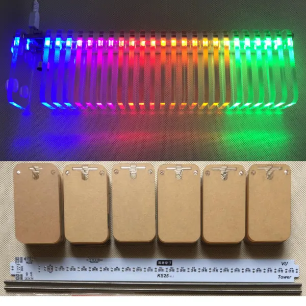 

25PCS Crystal Board LED Music Spectrum Analyzer USB 3D LED Light Cube Kit Audio RC Spectrum DAC For Music MP3 Amplifier