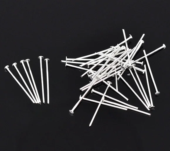 

Alloy Head Pins Silver Plated 24mm(1") long, 0.7mm ( gauge,) 250 PCs