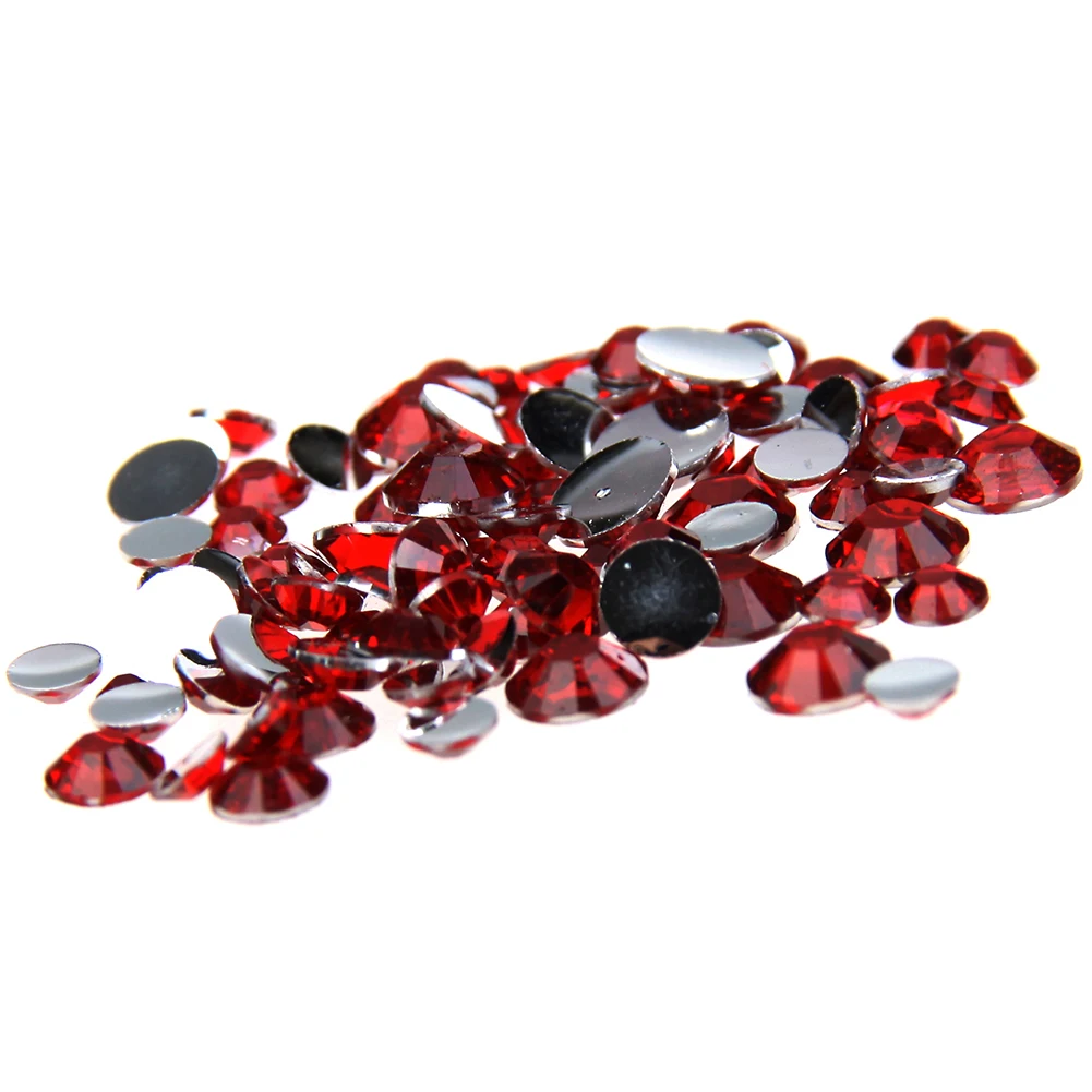 

Red Resin Rhinestones 1000pcs 2-5mm Round Flatback Non Hotfix Facets Chatons Machine Cut Stones DIY Scrapbook Nails Art Supplies