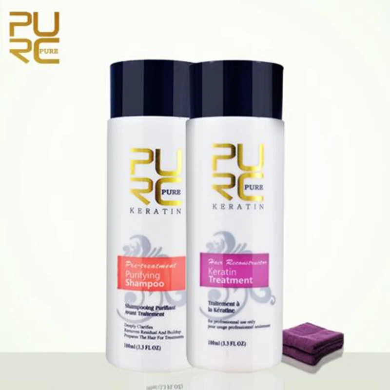 

PURC 5% Formalin Keratin and Purifying Shampoo Conditioner Set Repair Damaged Hair Straighten Hair Free Shipping Towel Set
