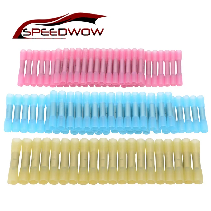 

SPEEDWOW 100pcs/set BHT Heat Shrink Butt Crimp Terminals Insulated Electrical Wire Cable Connectors 3 Sizes For 22-10 AWG