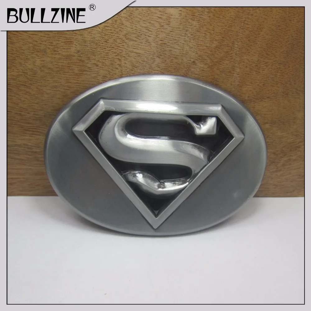 

The Bullzine wholesale Superman belt buckle with pewter finish FP-03146 suitable for 4cm width snap on belt