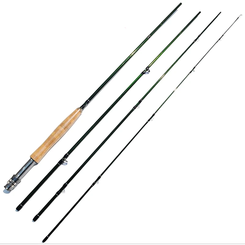 2.7m green color flying rod carbon 9 feet 4 sections fly fishing rods 6