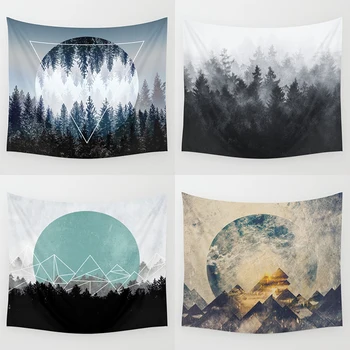 

Home Living Room Decoration Polyester Tapestry Forest Scenic Plants Printing Wall Hanging Rectangle Beach Towel Blanket