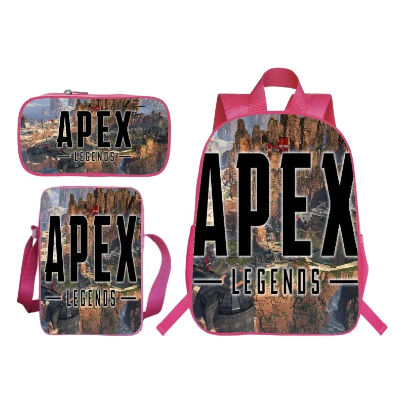 PinkSet-013 3 шт./компл. 3D печать мультфильм Apex Hero детские школьные сумки для легенд Детские рюкзаки на плечо для девочек книжная сумка студентов - Цвет: PinkSet-013