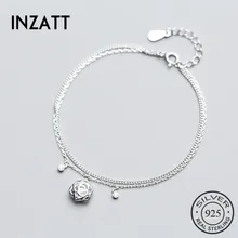 INZATT, романтическое, настоящее 925 пробы, серебряные, полые розы, цветы, кристалл, двойной слой, браслет, хорошее ювелирное изделие для женщин, свадебные, вечерние