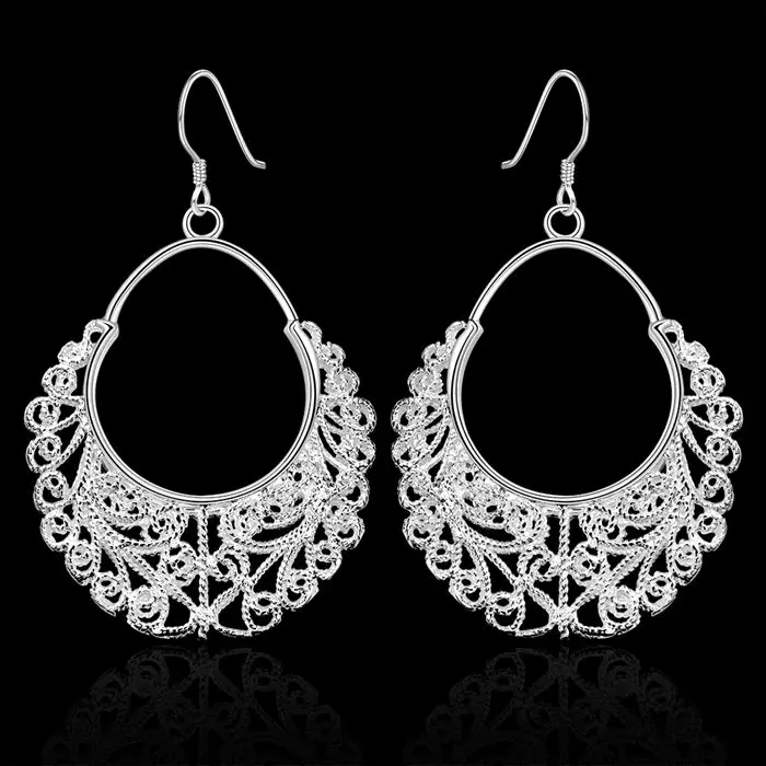 

Wholesale silver plated Earring,925 jewelry silver,Hollow Weave Flower Earrings SMTE328
