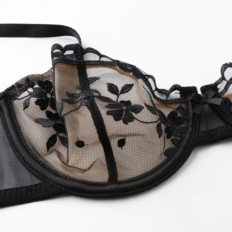 Goede Shaonvmeiwu Super Dunne Geen Spons Transparante Bh Sexy Bh Set Vrouwelijke Perspectief Mesh Borduren Ondergoed Zomer