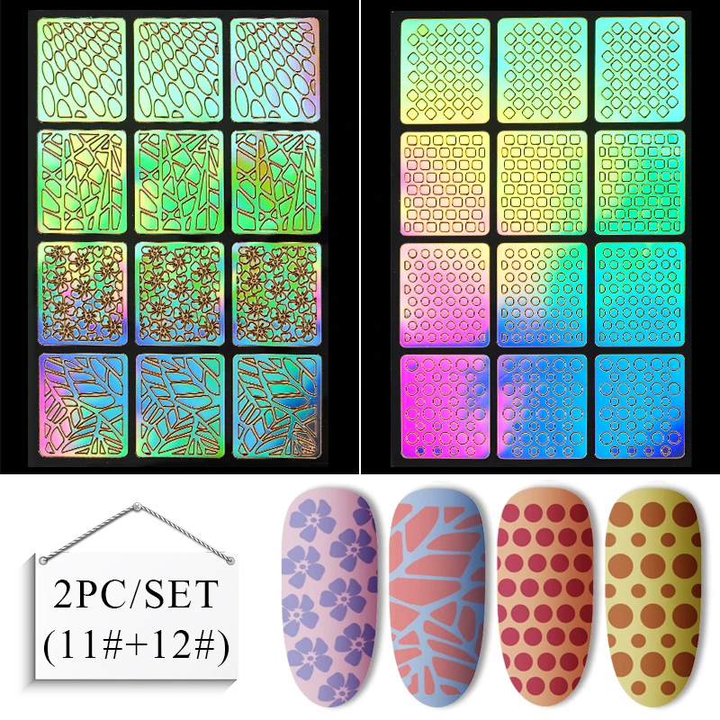 Лазерный дизайн ногтей, полый наклейки Винил для ногтей 3D изображение Руководство по переводу трафарет набор неправильный шаблон смешанные наклейки 24 дизайна - Цвет: W978