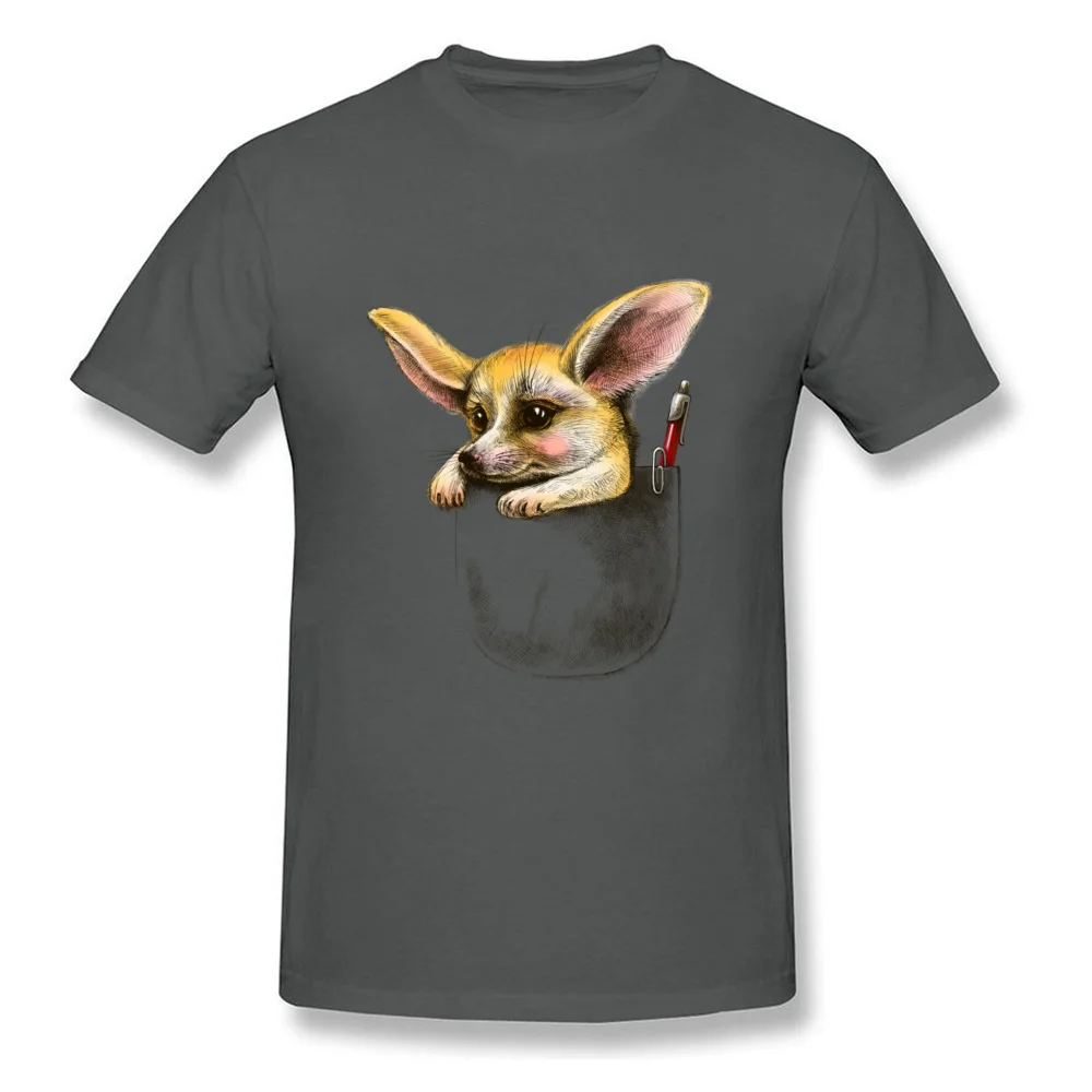 Pocket fennec fox Rife Slim Fit T Shirts Round Neck Cotton Fabric Short Sleeve Tops Shirts for Men Clothing Shirt Summer Pocket fennec fox carbon