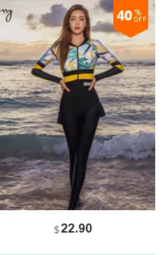 Female Surfing Suit Long Sleeves Print Bathing Suit 3 Pieces Padded Flouching Bodysuits Swimwear Beach Rashguards M-2XL