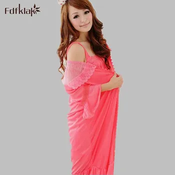 

Fdfklak Summer Fashion Robe Gown Sets Sexy Lace Lingerie Set Women's Sleepwear 2 Pieces Sleep Suits Womens Nightwear E0805