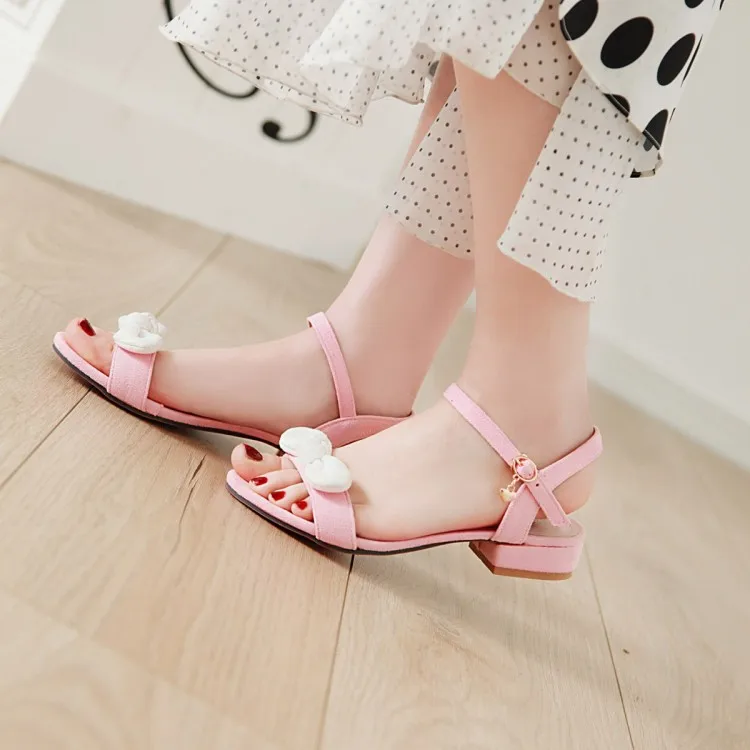 

Big Size 9 10 11 12 13 high heels sandals women shoes woman summer ladies Butterfly-knotted sandals with thick heels