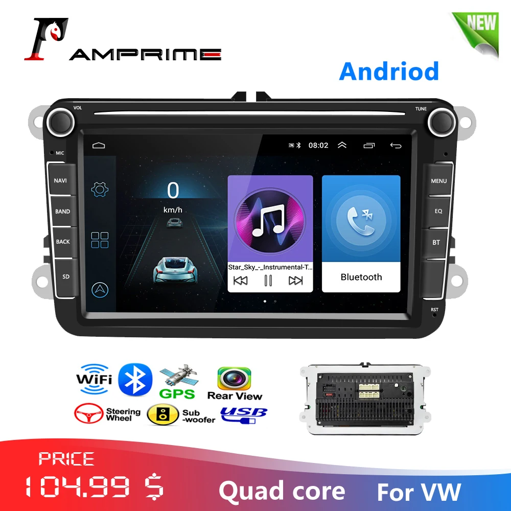 AMPrime Автомобильный мультимедийный плеер " Android gps Авторадио 2 Din USB для Volkswagen/VW/Passat/POLO/GOLF/Skoda/Seat/Leon радио Wifi