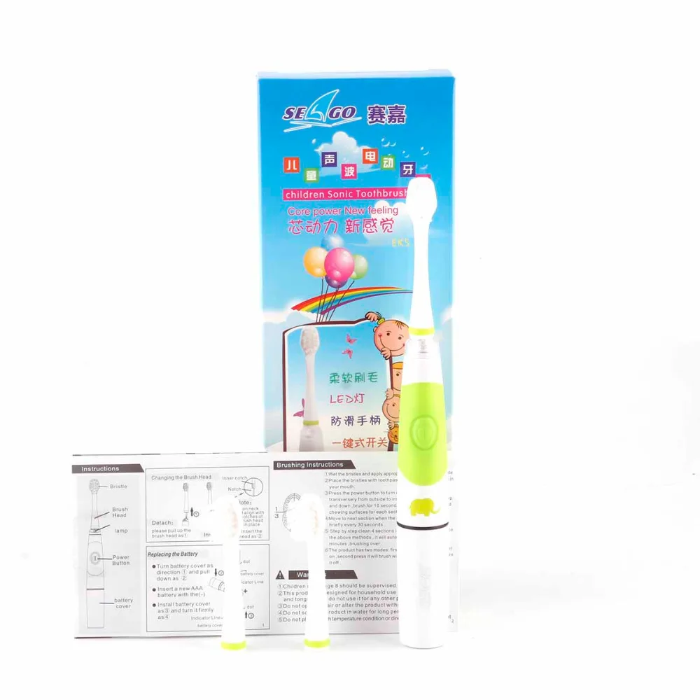 

SG-618 Child Electric Toothbrush With 3 Brush Head Intelligent LED light Kid Baby Soft-bristle Sonic Oral Dental Care Toothbrush