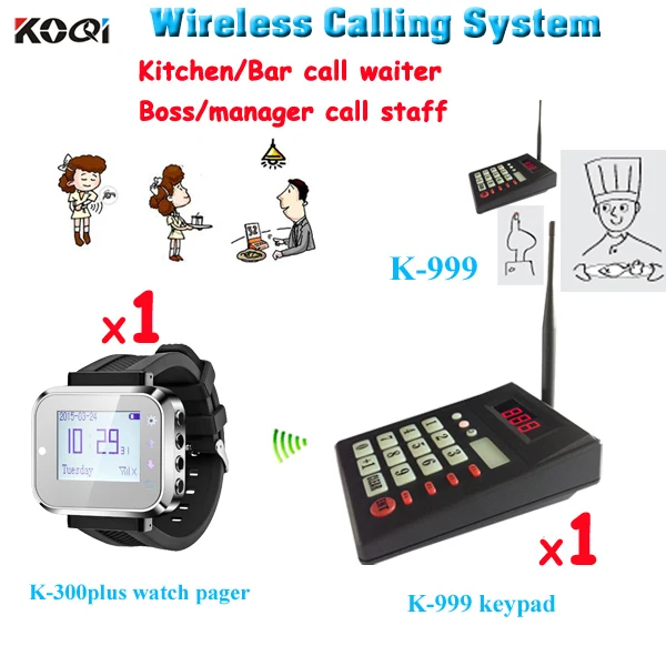 Ktichen Call Waiter System With 1pcs Wireless Keypad And Wrist Watch Hot Sale For Restaurant DHL Shipping Free | Компьютеры и офис