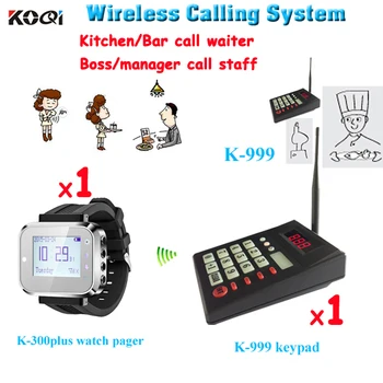 

Ktichen Call Waiter System With 1pcs Wireless Keypad And 1pcs Wrist Watch Hot Sale For Restaurant DHL Shipping Free