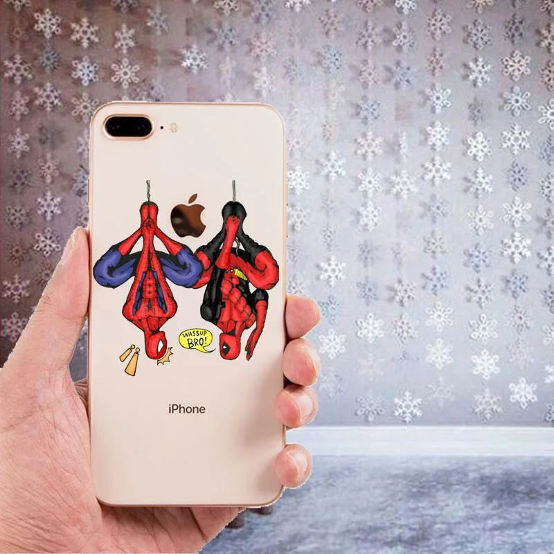 Дедпул от Marvel Wade Winston Wilson Прозрачный Силикон ТПЭ чехлы для iPhone 8 XS Max 6 6 S Plus 5 5S SE XR 10 Coque Shell