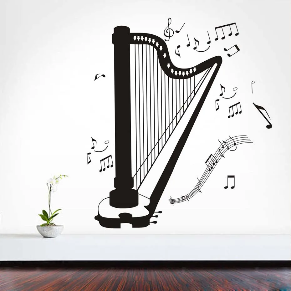 Самоклеющиеся Diy домашний декор harp силуэт все виды музыкальная нота гостиная