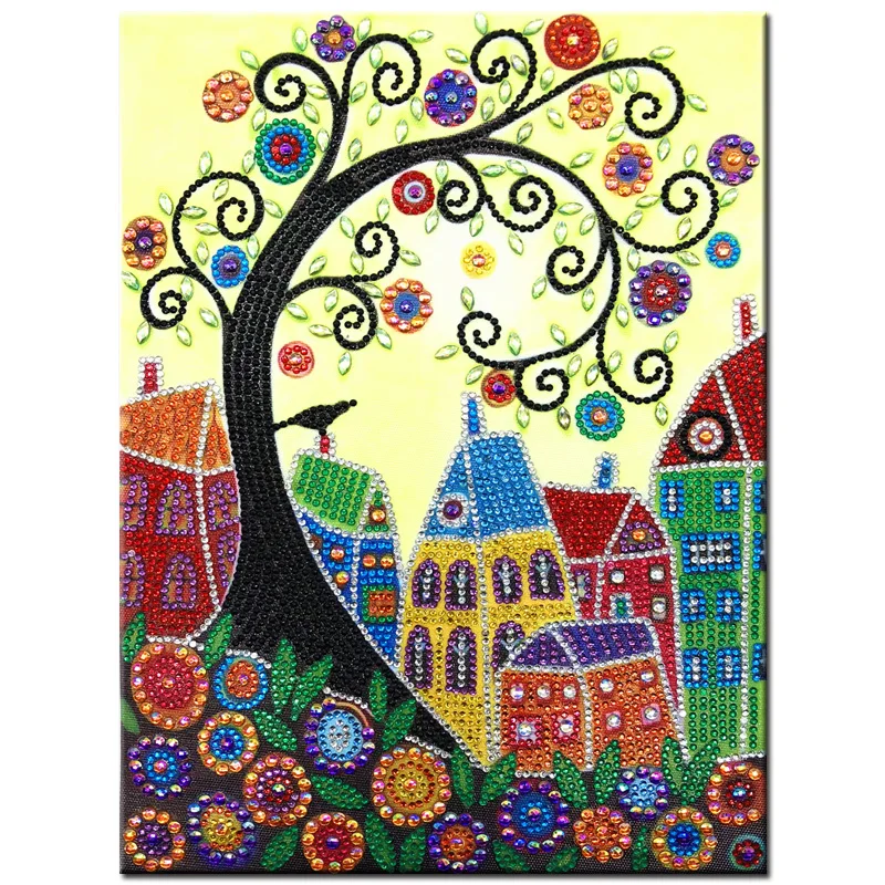 RUBOS DIY Diamond Embroidery House Abstract Art Religion Diamond Painting Mosaic Scenery 5D Big Bead Pearl 3D Crystal Glass Sale (6)