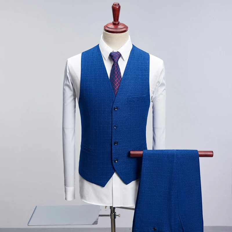 The Newest Designer Brand 2019 Classic Plaid Mens Suit Slim Fit Pinstripe Suit Smart Casual Men 3 Piece Male Business Suits 1015