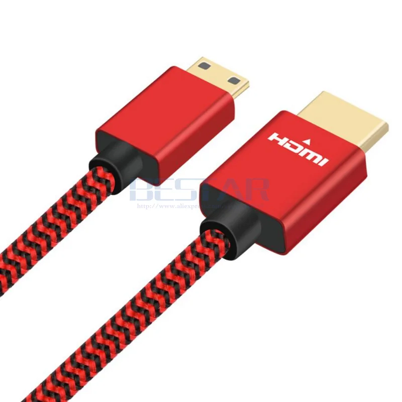 Мини-hdmi 2,0 кабель мини-hdmi в HDMI 2,0 кабель HDMI V2.0 4k 3D HD кабель 1,2 м 2 м 3 м серебристо-серый красный для HD ТВ камеры планшета ТВ