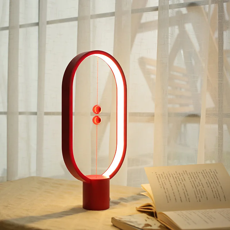 HZFCEW Хэн баланс светодиодный настольная лампа эллипс магнитного воздухе переключатель USB Powered теплый белый глаз-ночные свет украшения