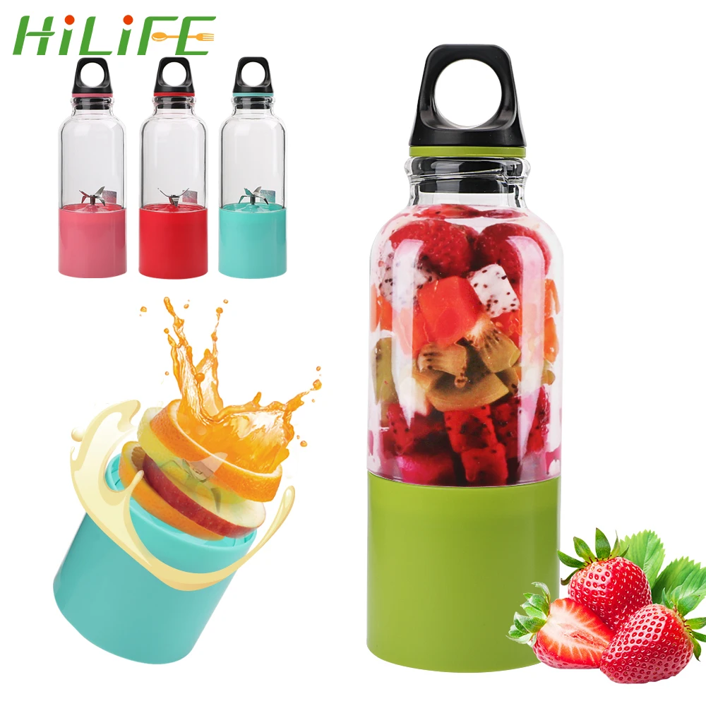 

HILIFE USB Rechargeable Fruit Orange Juice Extractor Portable 500ml Shaker Squeezers Electric Juicer Cup Blender Maker
