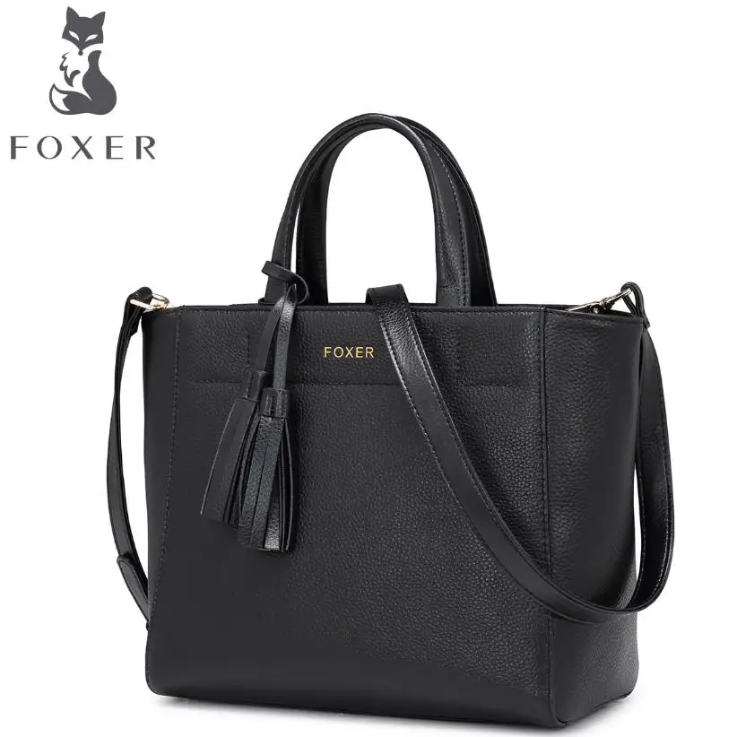 

FOXER high quality fashion luxury 2017 new long section of the three fold folding folder leather bag leather, women's well-known